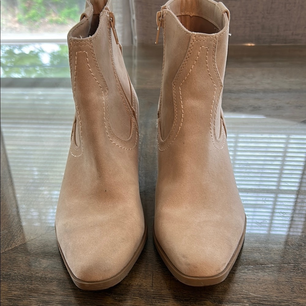 DV by Dolce Vita Cream Ankle Booties with Stacked Heel